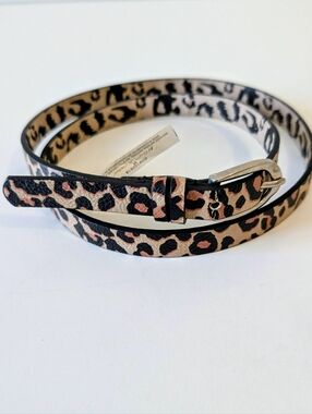 Betsey Johnson Women's Leopard Print Skinny Belt Medium